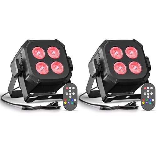 Mini Stage Lights, Corded 4 * 8w Led Par Lights, Lightweight RGBW 4 in 1 LED Stage Lights with DMX512, Sound-Activated Controlled, 4/8 CH Par Lights for Home, Party, Show, Event, 2 Pack