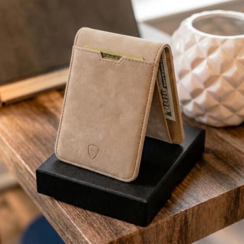 Image of Vaultskin MANHATTAN Slim RFID Blocking Bifold Leather Wallet for Men - Men's Leather Wallet, Front Pocket Minimalist Card Holder, Holds 9 Cards and Cash, Premium Italian Leather