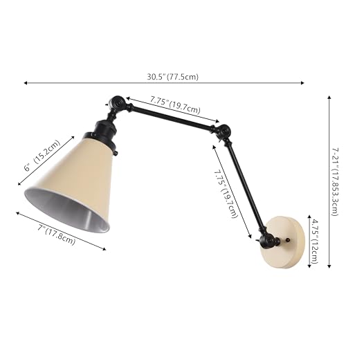 Image of JONATHAN Y Rover 1-Light Wall Sconce 7 inch, Almond /Black, Set of 2