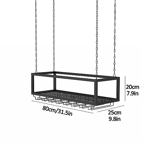 Casier à vin suspendu en métal réglable avec porte-verre pour un gain de place optimal