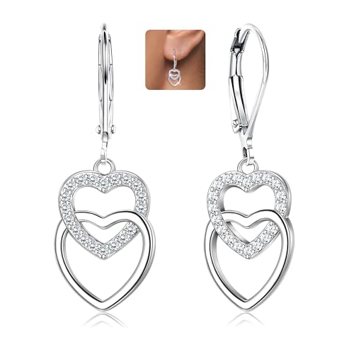 LOLIAS Boucle d'oreille Coeur Argent Sterling 925 pour Femmes Filles Créoles Boucles d'oreilles...