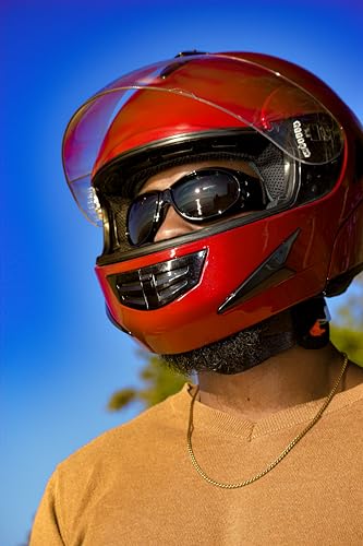 Global Vision Eliminator Deluxe Red Baron Style Padded Riding ATV Dirt Bike Anti-Fog Motorcycle Goggles Black Frames