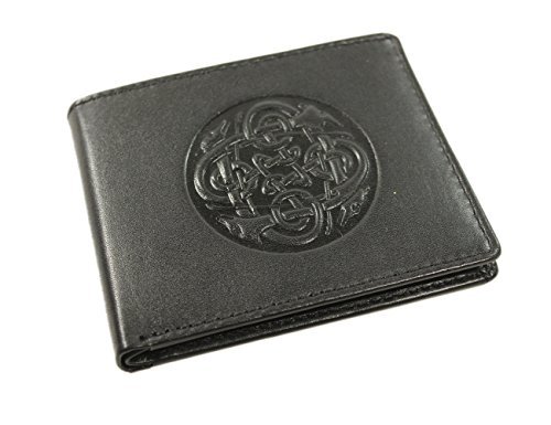 Biddy Murphy Irish Leather Wallet Black Celtic Wolf Hound Design Made in Ireland