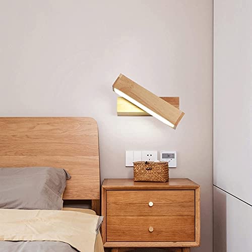 Aplique LED giratorio de madera WQHPLMD para evitar fatiga visual en cama 7
