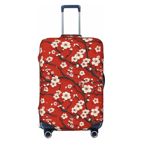 Yaxongx White Cherry Blossom Patterns Travel Luggage Cover Washable Suitcase Cover Elastic Fashion Stretch Suitcase Protector Travel Anti-Scratch Baggage Covers Fits 29-32 Inch Luggage