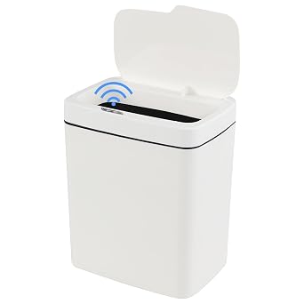 Teyyvn 4 Gallon Automatic Motion Sensor Bathroom Trash Can with Lid, White