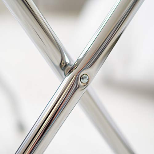 IRIS USA Kofferständer aus Stahl, zusammenklappbar, mit Stützstange, platzsparend, für Gästezimmer, Schlafzimmer, Hotel, hält bis zu 50 kg, Chrom Silber