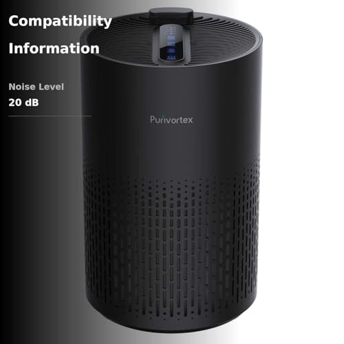 Purivortex Air Purifiers for Home, Quiet HEPA Air Filter for Pollen, Smoke, Dust, Pet Dander, Odor, Hair, Covers Up to 880 Sq Ft (Model: AC400 Black with Fragrance Sponge)