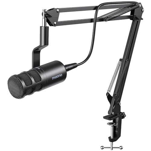 MAONO XLR Podcast Dynamic Microphone, Cardioid Studio Mic with Boom Arm for Vocal Recording,Streaming,Gaming, Voice Isolation Technology, Metal Mic, Works for Audio Interface, Mixer-PD100S P