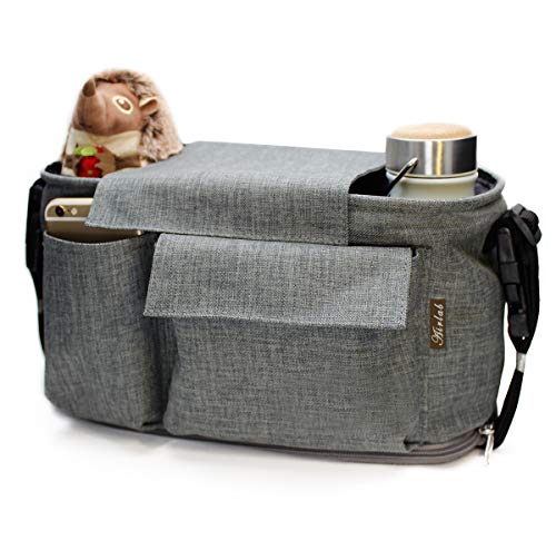 Kinderwagen Organizer, Airlab Buggy Organizer mit Reißverschluss, Extra 5cm Kapazität zum Vergrößern, Großer Stauraum für Spielzeug, Windeln, Trinkflaschen, Handys und andere Babysachen Cover