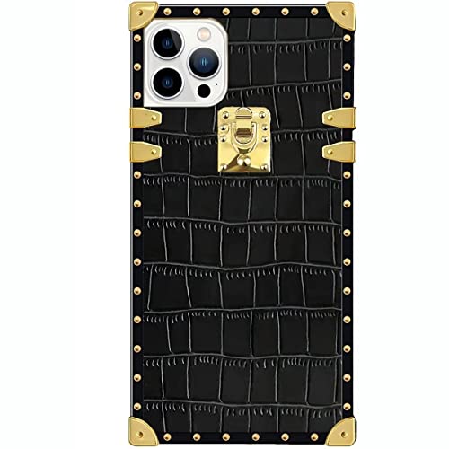 iPhone 11 pro 用ケース ヴィンテージスクエアレザー ラグジュアリークラシック アリゲーターレザー保護スリーブ 女性と少女に適 ソフトTPUバンパー+ PUレザー ケース 金色装飾耐衝撃保護 カバー 薄型 軽量 耐傷性 衝撃吸収 保護ケース 滑り止め/指紋防止 全面保護 スマホケース