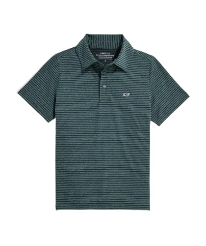 Vineyard Vines Boys Bradley Stripe Sankaty Polo, Green/Deep Bay
