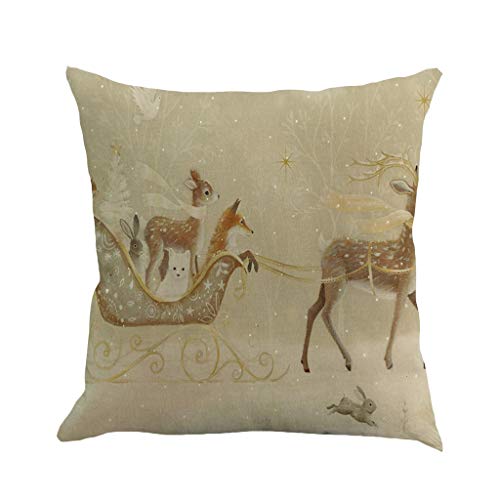 Kolylong® Kissenbezüge 45cm*45cm Baumwolle Leinen Weihnachten Deko Kissenbezug Sofa Bett Auto Home Decor Festival Kissenhülle 1 PC Pillow Case Zierkissenbezüge Wohnkultur