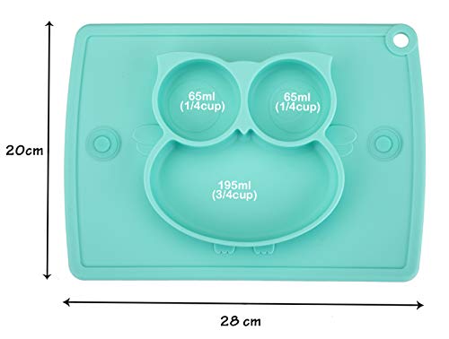 Qshare Toddler Plate, Portable Baby Plate For Toddlers And Kids, Bpa-Free Strong Suction Plates For Toddlers, Dishwasher And Microwave Safe Silicone Placemat 11X8X1 Inch #TOP4