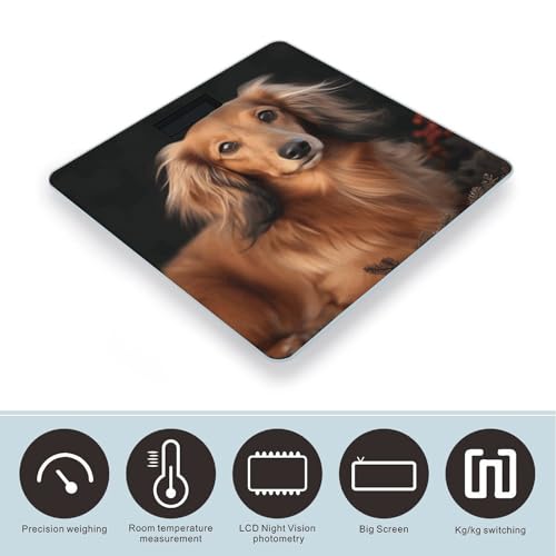Báscula digital para baño con diseño Dachshund, vidrio templado miniatura 3