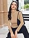 Ekouaer Women's Turtleneck Long Sleeve Shirts Thermal Underwear Tops Basic Slim Fit Fall Fashion Lightweight Top Khaki L