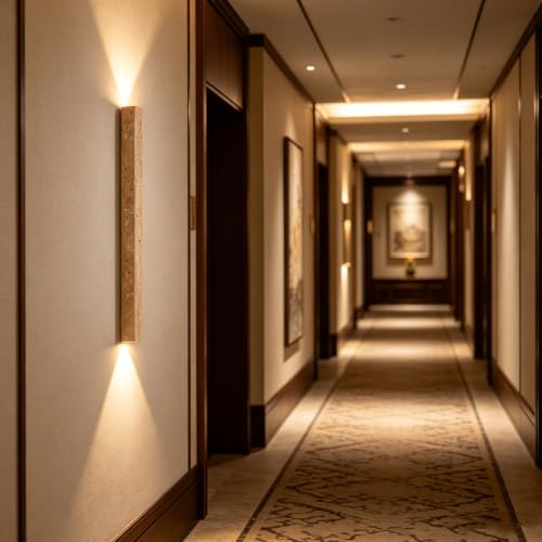 Aplique de pared moderno de travertino 2 luces estilo japonés 3
