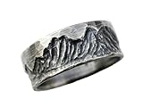 Custom carved silver mountain ring, man wedding band silver mountain range ring, personalized gift for men, handmade ring for women