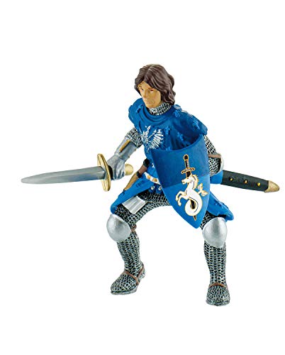 Bullyland 80784 - Spielfigur Prinz in blauer Rüstung mit Schild und Schwert, ca. 8 cm, detailgetreu, PVC-frei, ideal als kleines Geschenk für Kinder ab 3 Jahren