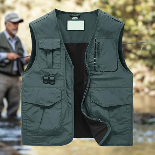 Chaleco de pesca para hombre transpirable con multibolsillos ajustable para verano 3