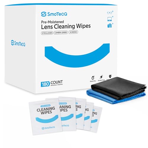SmoTecQ Lens Wipes for Glasses, 180 Individually...