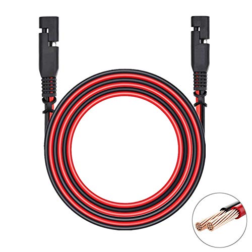 COROTC 12 Feet 16AWG SAE to SAE Extension Cable, Quick Disconnect Wire Harness DC Connector Cord Plug for Trailer RV Boat Camp Solar Panels Battrey with Dust Cap