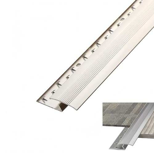 Carpet to Tile Transition Strip: Carpet Transition Strip, Aluminum Alloy Z Bar Cuttable Carpets Tiles Door Threshold Edging Tool, for Home Office Hotel Floor Decor, Carpet Edge Trim (Silver, 0.9m/3ft)