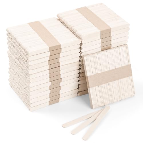 1500 Pcs 4.5 Inch Natural Wood Craft Sticks Food Grade Popsicle Sticks with Smooth Rounded Edges Ice Cream Sticks DIY Crafts Hair Removal and Waxing Supplies