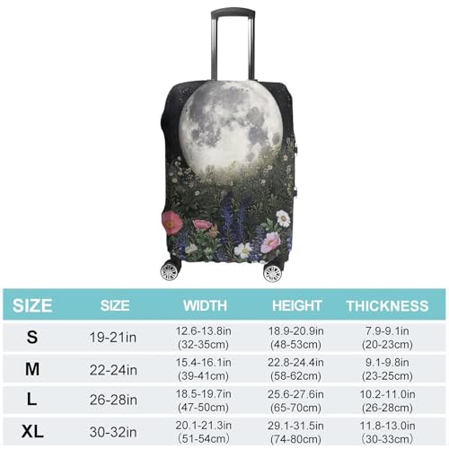 Moon Night Garden Flowers Travel Suitcase Protector Luggage Cover Protective Washable Anti-scratch Baggage Cover2