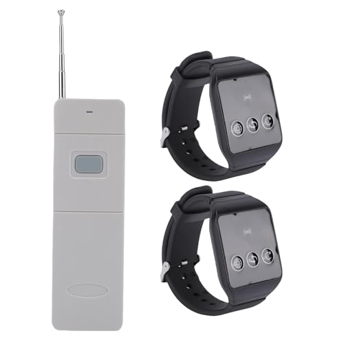Wireless Calling System, 2 receptores de reloj y 1 transmisor, tecnología inalámbrica 98 canales, con modos de alerta vibración y zumbador, resistente al agua IPX4 miniatura 1