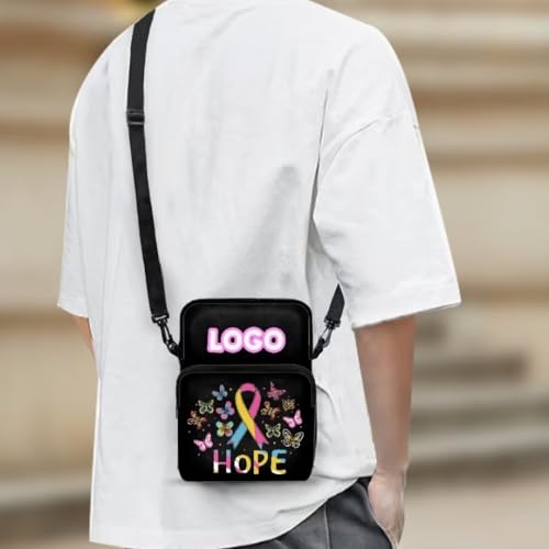 Image of Crossbody Bag for Women Sling Purse Pink Ribbon Cell Phone Holder with Straps