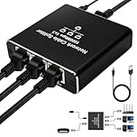 Ethernet Splitter 1 to 3 out 1000Mbps High Speed Gigabit Internet Lan Network Switch With Portable USBC Power Cable for Computer Hub Router ADSL Set Top Box Digital TV Etc Working Simultaneously Black