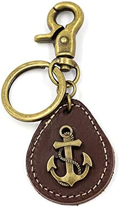 Amazon Partisan キーホルダー かっこいい レザー 錨 お洒落 チャーム キーリング ブラック ブラウン ブラウン Partisan キーホルダー チェーン