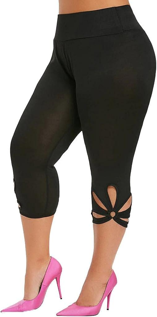 Yubnlvae Yoga Pants for Women-High Waist Petite Length Elastic Leggings Ladies Solid Plus Size L-5XL Pants Bottoms : Sports & Outdoors