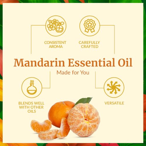 Image of SVA Mandarin Essential Oil 4 Fl Oz - for Diffuser, Skin & Hair Care - Ideal for Massage & DIY Blends - with Dropper