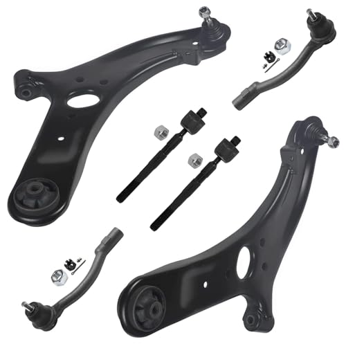 Image of Detroit Axle - 6pc Front End Control Arms Kit for 12-17 Hyundai Accent, 2 Lower Control Arms w /Ball Joint 4 Tie Rods 2012 2013 2014 2015 2016 2017 Replacement