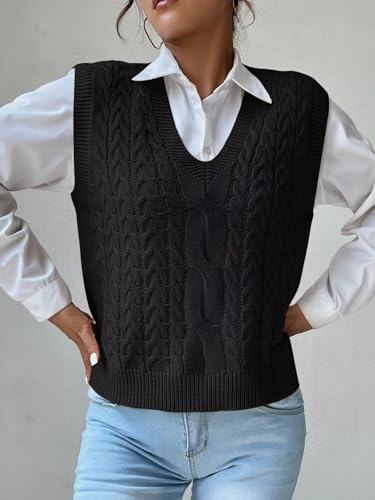 Image of Womens Sweater Vest Sleeveless Cotton Casual V Neck Pullover