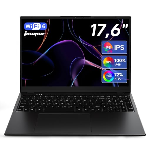 Image of jumper 17.6 inch Laptop, i3-10100Y CPU, 16GB RAM 256 SSD, 100% sRGB FHD Display | Backlit Keyboard, Full-featured Type-C, 2 RAM channels, WiFi-6,7000mAh, Fast-Charging, HDMI, Windows 11 Laptops, Space Black