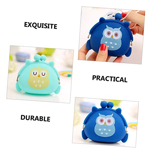 LABRIMP ミニフクロウ財布 小銭入れ シリコン製 かわいい 女の子用ポーチ 実用的なイヤホン カードホルダー [2]
