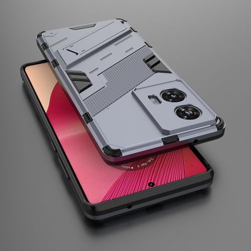 Image of Back case Plastic Shock Proof & Kickstand with Camera Protection Hybrid Back Cover Case for Motorola Edge 50 Fusion, Motorola G85 5G (Grey)
