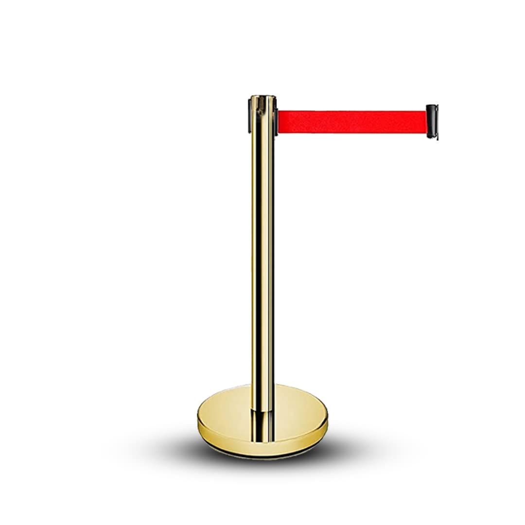 Malabar Golden finish Q Manager with Red Belt, for ensuring Social Distancing, Queue Manager with 1.5m Belt, Barricade, Stanchions (Set of 1)-image-13