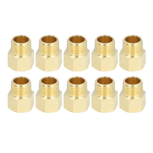 SEAFRONT Adaptateur de Raccords de Tuyaux en Laiton 10pcs 1 / 2in Npt Mâle à Femelle Adaptateur D'extension ASTM B584 pour Accessoire de Plomberie de la Tête de Douche