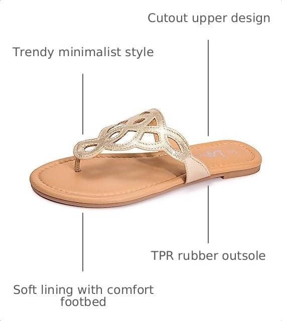 Image of LM Women's Thong Sandals T-Strap Sandals Slip On Flat Sandals Flip Flop Casual Summer Slide Sandals