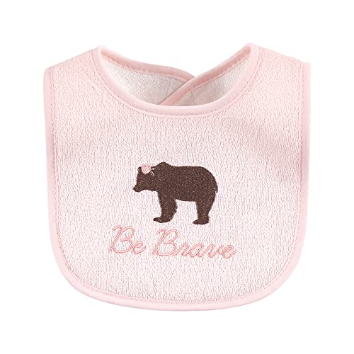 Image of Hudson Baby Unisex Baby Cotton Terry Drooler Bibs with Fiber Filling, Girl Moose Bear, One Size