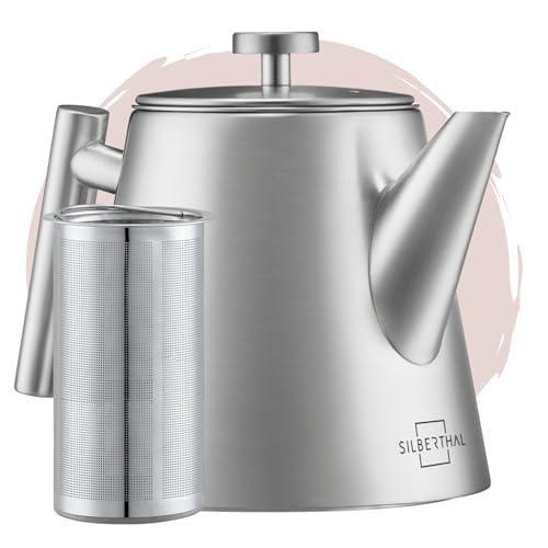 SILBERTHAL Tetera infusiones 1L - Mantiene el té caliente - Tetera acero inoxidable con filtro - Doble pared aislante
