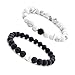 Bracelet Mens Womens Bangle Couples Bracelets Black Matte Agate & White/Black Beads Bracelet of 2 PCS