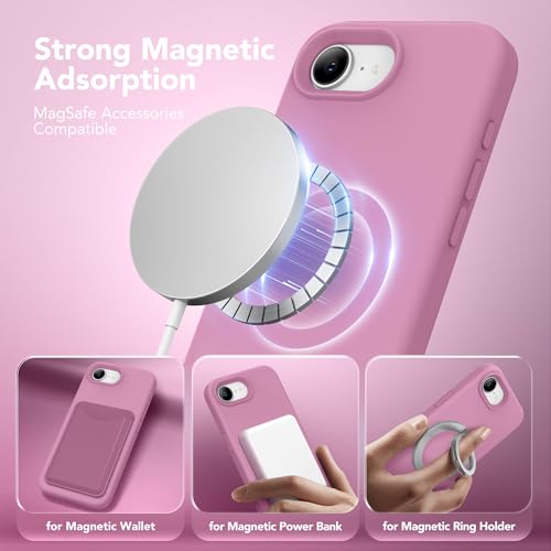 Image of Magnetic for iPhone 17e /iPhone 16e Case, Compatible with MagSafe, [Soft Anti-Scratch Microfiber Lining] Slim Silicone Shockproof Protective Phone Case for iPhone 17e /16e 6.1 inch, Blackcurrant