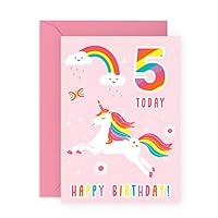 Central 23 Unicorn Birthday Card For Girls Age Five - 5th Birthday Card - Gift For Girls Five Year Old - Comes With Fun Stickers