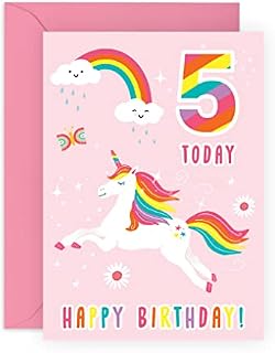 Central 23 2nd Birthday Card - Unicorn Birthday Card - Age Two - Gifts For Girls 2 Year Old - Comes With Fun Stickers