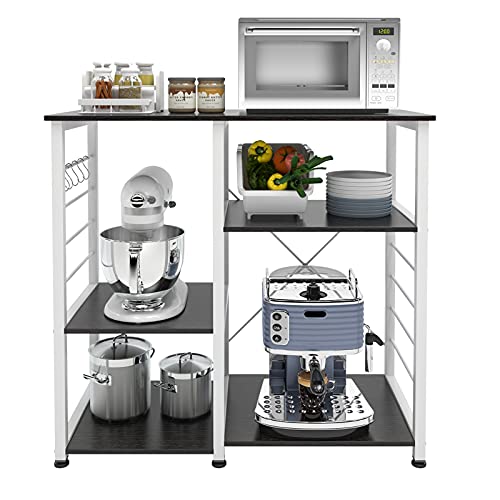 soges 35.4 Inch Kitchen Shelf Baker's Rack Utility Microwave Oven Stand Kitchen Island Storage Cart, Black,171-BK-CA by soges - Used condition - CA$67.74